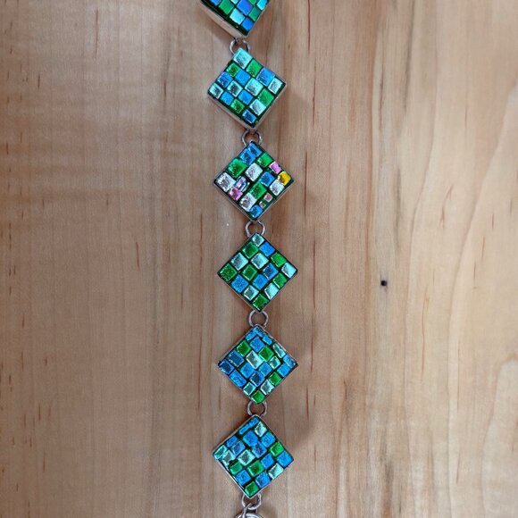 Dichroic Glass & Sterling Silver Bracelet Blues - Picture 2 of 8